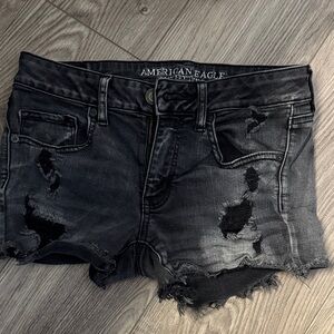 American Eagle Outfitters Charcoal Distressed Jean Shorts